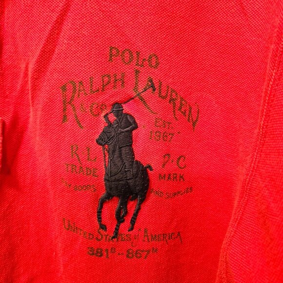 Polo by Ralph Lauren Men’s Red Polo Shirt Big Pony USA Crest Grommet Collar XL - Picture 5 of 13